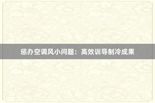 惩办空调风小问题：高效训导制冷成果